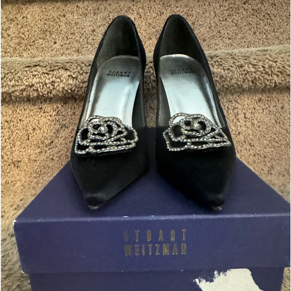 Barely worn Stuart Weitzman heels with rhinestone buckle! - Picture 3 of 7